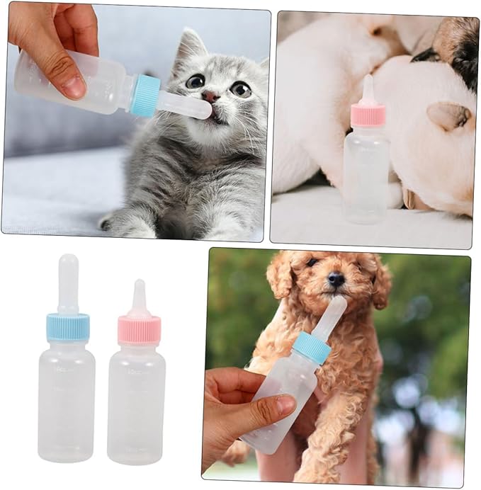 2pcs Small Animal Milk Feeder Bottles Puppy Kitten Nursing Kit for Newborn Pets Easy to Use Feeding for Kittens Puppies and Small Animals