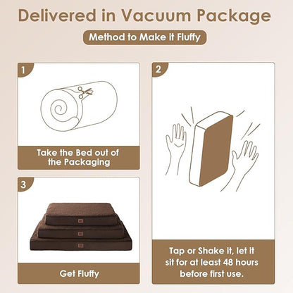 EHEYCIGA Orthopedic Dog Beds for Large Dogs with Removable Washable Cover, Brown, 36x27