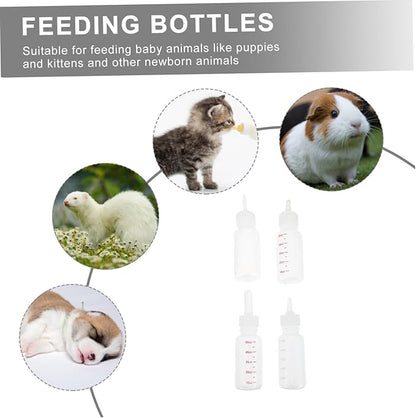 50ml Silicone Baby Milk Bottle 4-Pack Dog Cat Feeding Bottles with Replaceable Nipples for Puppies and Kittens PET Nursing Supplies