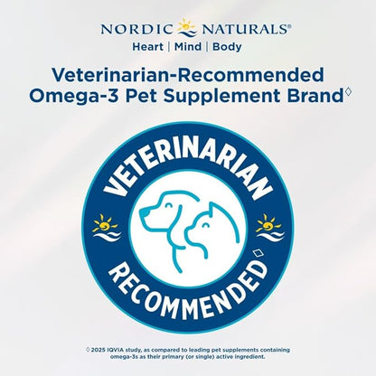 Nordic Naturals Omega-3 Pet, Unflavored - 120 Soft Gels - 330 mg Omega-3 Per Soft Gel - Fish Oil for Dogs with EPA & DHA - Promotes Heart, Skin, Coat, & Immune Health (Pack of 2)