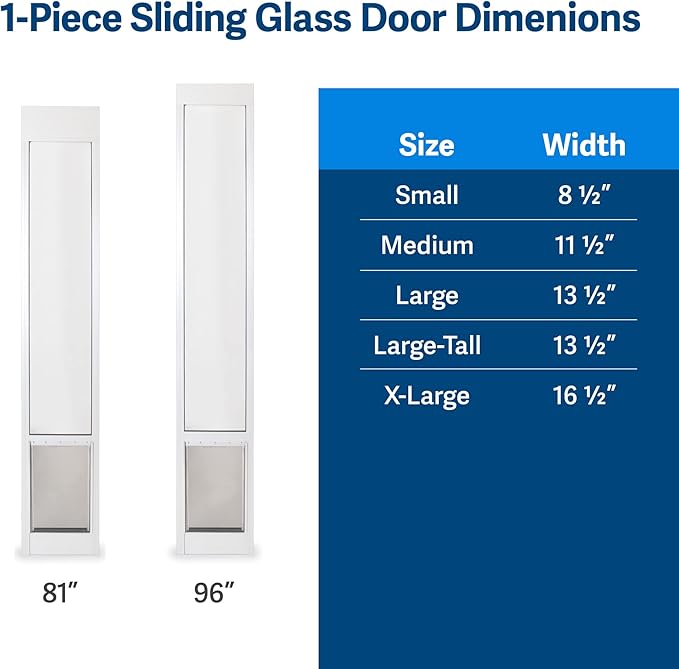 PetSafe Sliding Glass Pet Door - No-Cut DIY Install Doggy Door for Renters - Aluminum Frame - Adjustable Height 75 7/8" to 80 11/16" - Ideal for Small Dogs Up to 15 lb - White