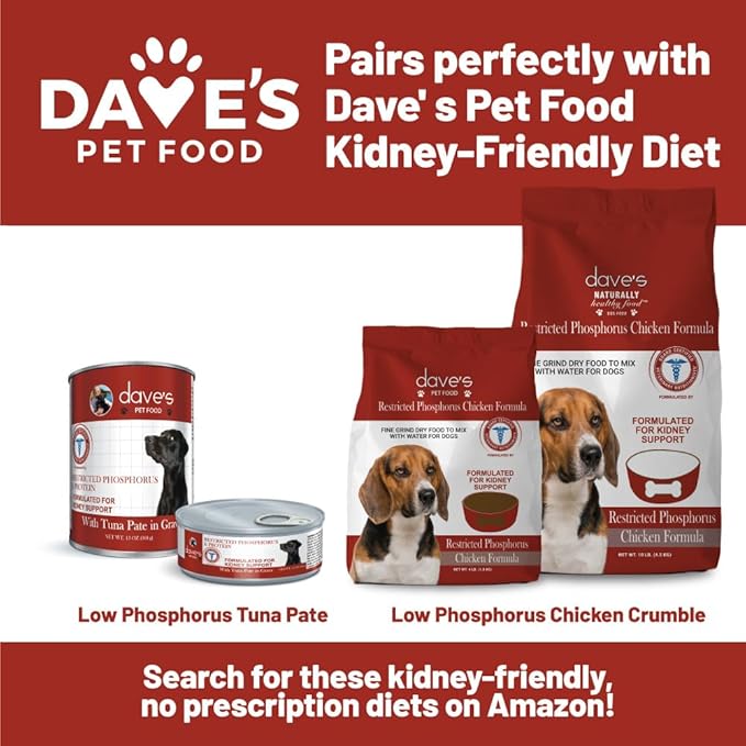 Dave's Pet Food Kidney Dog Treat for Renal Diet, Semi-Moist Sweet Potato Treats, Low Phosphorus Chewy Treats, Kidney Support for Dogs, Complements Friendly Dog Food (2 Pack)