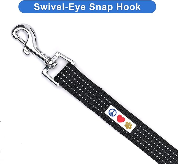Pawtitas Black Dog Leash 6 ft XS/S Reflective Durable Lightweight Dog Lead for Small Dogs and Puppies