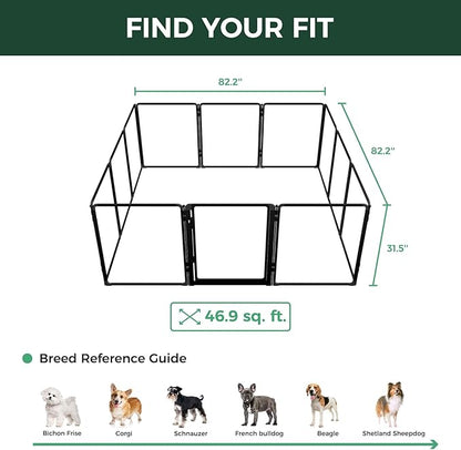 FXW AuraSpace Pro Acrylic Indoor Dog Playpen, Heavy-Duty with Metal Frame, 32" Height 12 Panels for Small and Medium Dogs, Black│Patented