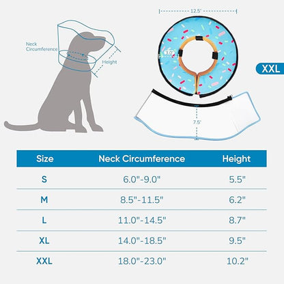 Sponge Dog Cone Collar, Dog Recovery Collar Alternative with Detachable High Clear Shield, Adjustable Soft Neck Cone for Small Medium Large Dogs, Stop Licking After Surgery (DonutBlue,XXL)