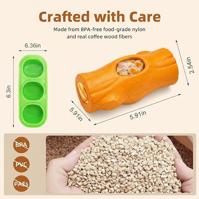 2 Pack Orange Dog Toys for Aggressive Chewers, Interactive Indestructible Dog Toys with Frozen Treat Function, Durable Dog Puzzle Toy for Large & Medium Dogs, Reduces Anxiety & Extends Playtime