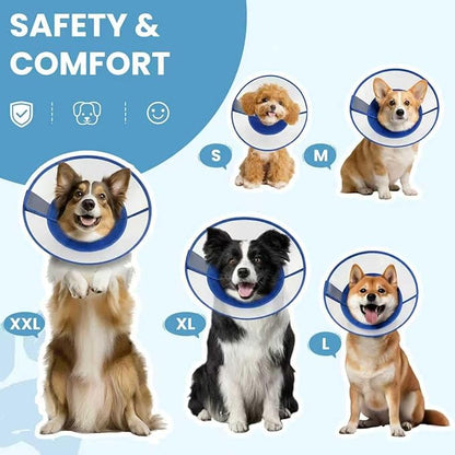 Upgraded Dog Cone Collar After Surgery, Soft Breathable Pet Recovery Collar with Double-Layer Design and Support Plate, Adjustable Dog Cone Collar for Large Medium Dogs, Elizabethan Collar （Blue，XL）