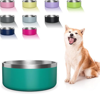 WENBOKMIN Dog Bowl, Stainless Steel Dog Food and Water Bowl with Non Slip Quiet Bottom, Easy to Clean, Dishwasher Safe, 40oz, Deep Green