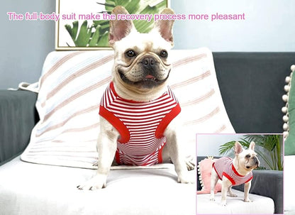 Dog Red Recovery Suit for Large Female Spay,Male Dog Surgery Suit,Narrow Red-White L