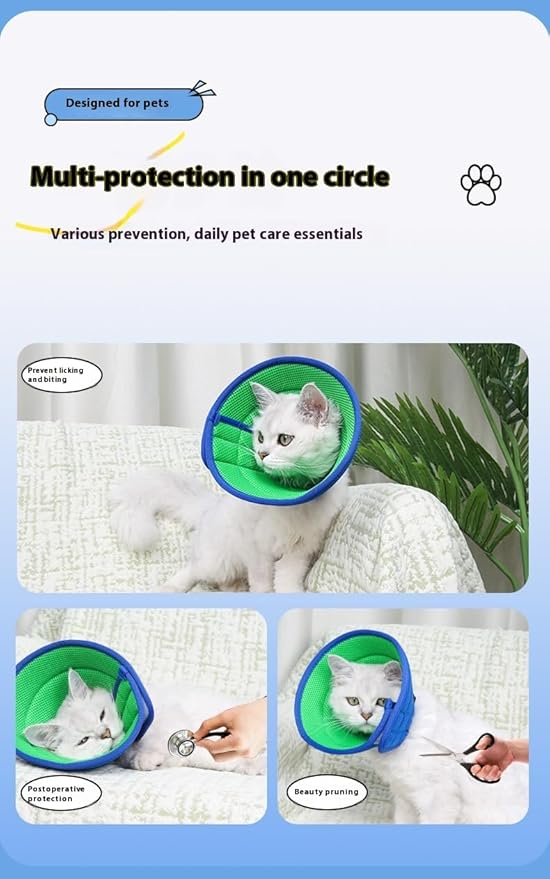 Soft Dog Cone Collar Alternative, Adjustable E-Collar for Surgery Recovery & Wound Protection. Comfy Elizabethan Cone for All Pets. (Blue, XXS (Fit Under 3.3 lbDog & 4.4 lb Cat))