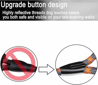Dog Leash 6 FT, Durable Premium Quality Strong Training Rope Slip Leash with Comfortable Padded Handle and Highly Reflective Threads for Small Medium and Large Dogs, (Grey Orange)