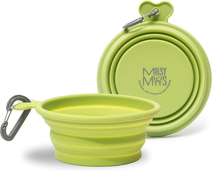 Messy Mutts Silicone Collapsible Bowl | Pet Travel Necessity | Portable Water or Food Dish | Pop Up Watering Bowl | Camping, Hiking, Walking Accessory | Large, 3 Cups | Green
