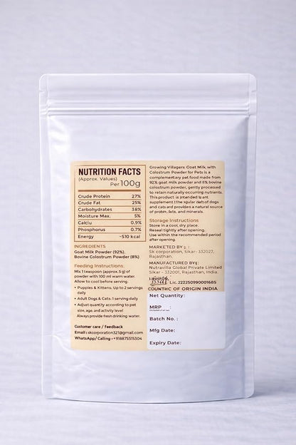 Goat Milk with Colostrum Powder for Dogs & Cats, 10 Pack (10 × 500 g / 17.6 oz Each) | 92% Goat Milk + 8% Bovine Colostrum | Highly Digestible Pet Milk Supplement | No Added Sugar