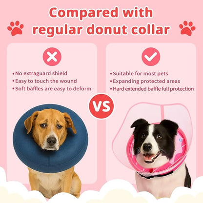 Soft Dog Cone Collar, Inflatable Cones Alternative After Surgery with Anti-Lick Shield, for Large/Medium/Small Dogs to Stop Licking, Elizabethan Neck Ecollars of Shame, Comfy Pillow Recovery, S