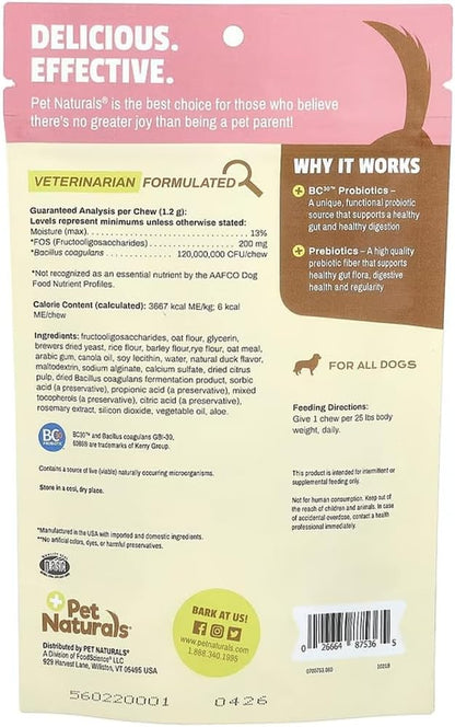 Pet Naturals Daily Probiotic for Dogs,120M CFUs - Pre and Probiotics for Dogs Digestive Health,Gut Health,Immune Support,Diarrhea,Allergies and Itching - 60 Chews,Duck Flavor,(Pack of 2)