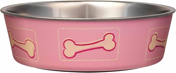 Loving Pets Bella Dog Bowls- Stainless Steel Dog & Cat Bowls - Spill Proof Dog Food Bowl, Cat Bowl, Puppy Essentials & Pet Supplies Great for Home & Travel (Large 35-65 lbs, Coastal Pink)