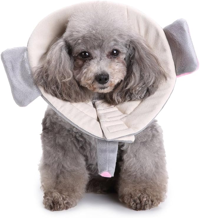 Pet Recovery Collar,Dog Protective E-Collar Soft Dog Cone Breathable Secure Lovely Collar for Puppy Small Medium Dogs (S-Neck: 30-33cm, Elephant)
