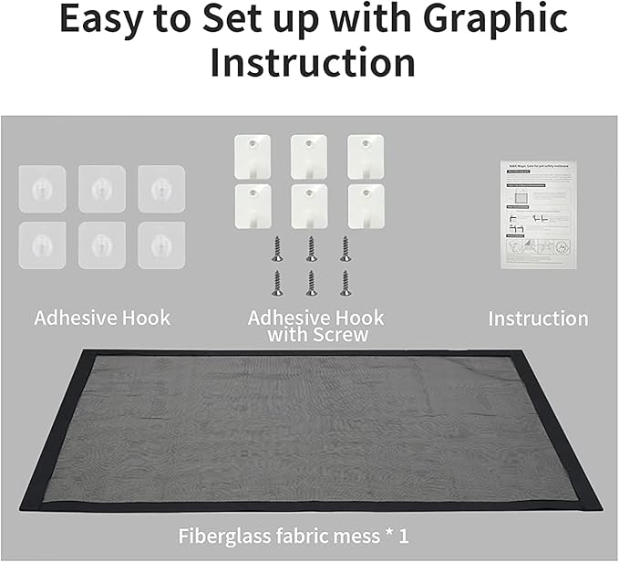 NWK Magic Dog Gate for Stairs Pet Gate for The House Providing a Safe Enclosure for Pets to Play and Rest, 6 Hooks Design (30'' X 70'')