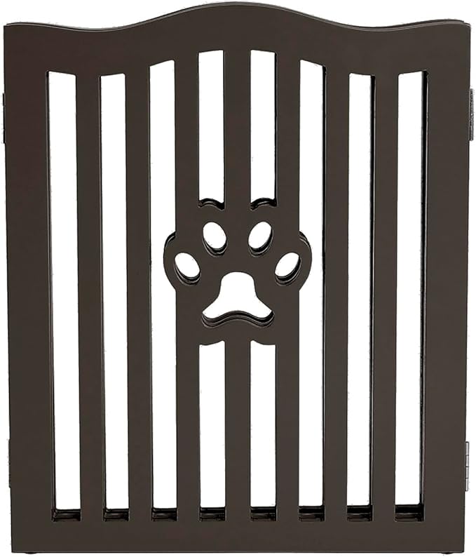 Pet Gate, Wooden Free Standing Dog Gate for Small Dogs and Cats. Great Folding Fence for Doorways, Halls, Stairs. Espresso