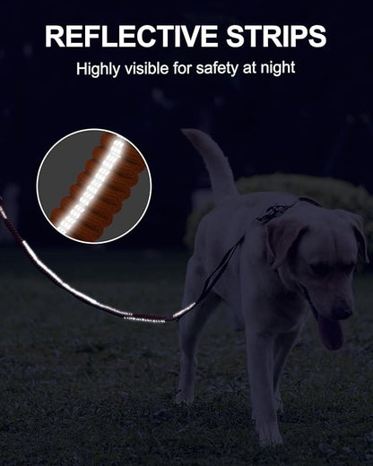 Joytale Tactical Dog Leash Heavy Duty, 4-6FT Shock Absorbing Bungee Lead with 2 Padded Handle, Metal Carabiner Clip, Car Seatbelt, Strong No Pull Leash for Medium Large X-Large Dogs, Orange