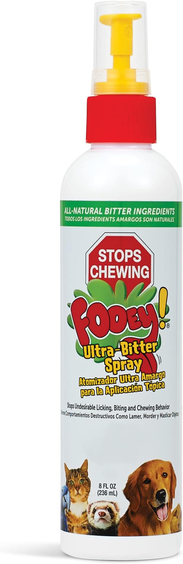 Fooey! Ultra Bitter No Chew Spray for Dogs, Cats, Horses, Rabbits, Ferrets, Birds - Anti-Chew Bitter Spray for Dogs Stop Chewing Furniture - Dog Deterrent Spray Training Aid Safe for Pets - 8 fl oz