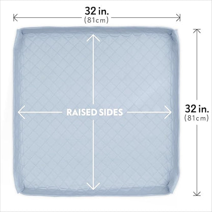 Paw Inspired Critter Box Dog Pad, Large Reusable Puppy Pad for Potty Training, Whelping, or Litter Box Mat, Washable Pee Pad with Soft Raised Sides to Prevent Leaks, 32x32 Inch