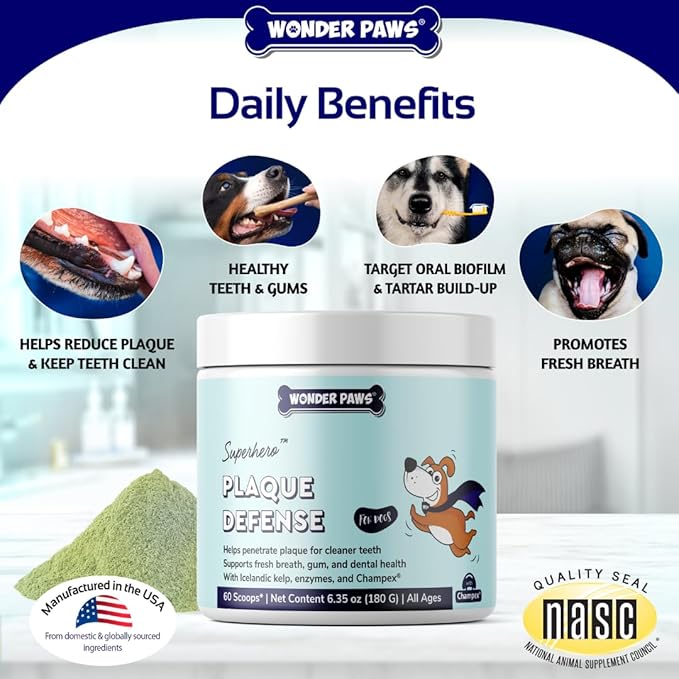 Goat Milk Powder Plus Plaque Defense Powder - for Dog’s Digestion, Skin Health & Oral Health – Goat Milk 90 Scoops – Plaque Defense 60 Scoops