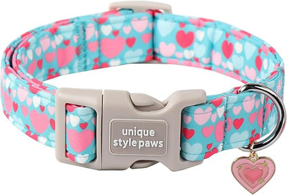 Unique style paws Valentine's Day Dog Collar Plastic Buckle Collar with Pendant Colorful Love Heart Gift Wedding Small Medium Large Boys Girls Dogs