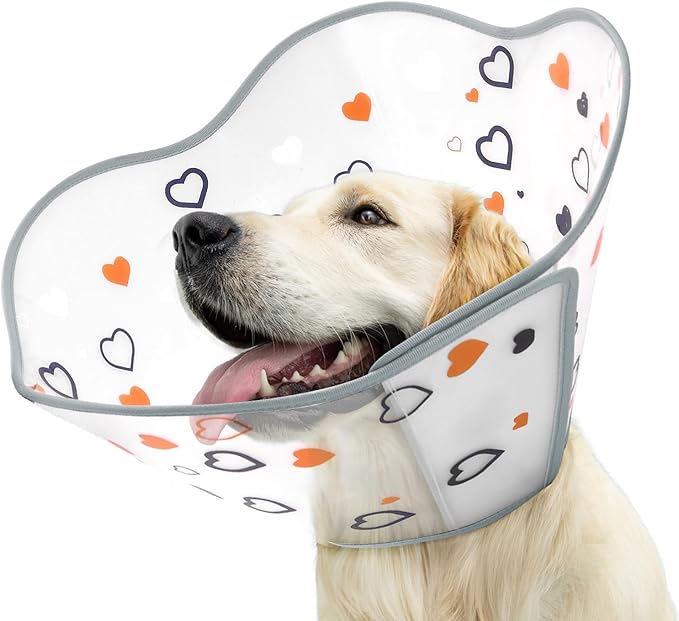 Elizabethan Dog Cone Collar, Adjustable Pet Cone to Stop Licking, Durable Plastic Neck Cone After Surgery for Small, Medium Large Dogs, Love XL