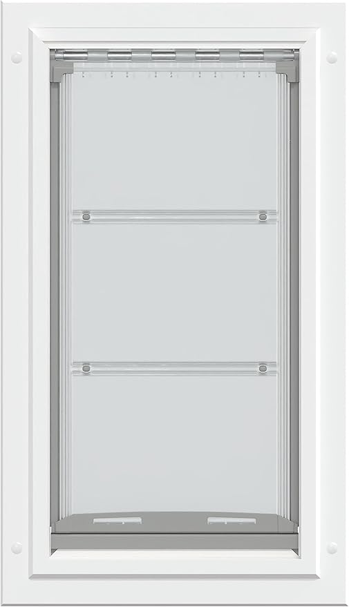 Endura Flap Single Flap Pet Door for Doors | All-Weather Insulated Flap | Durable Aluminum Frame with Secure Locking Cover | Interior and Exterior Door Installations | White, Large, Single Flap