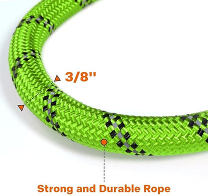 Taglory Rope Dog Leash 5 FT with Comfortable Padded Handle, Highly Reflective Threads Leash and Anti-Tangle Clip for Walking Small Dogs, 3/8 inch, Green