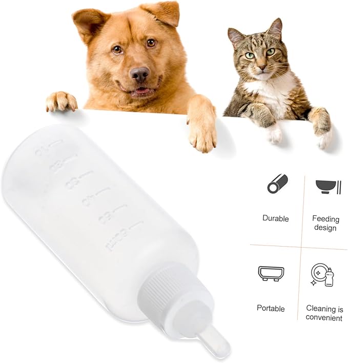BESPORTBLE 2 Sets Pet Nursing Bottle for Dogs and Cats Milk Feeder with Scale Design Safe Portable Feeding Bottles for Newborn Kittens and Puppies