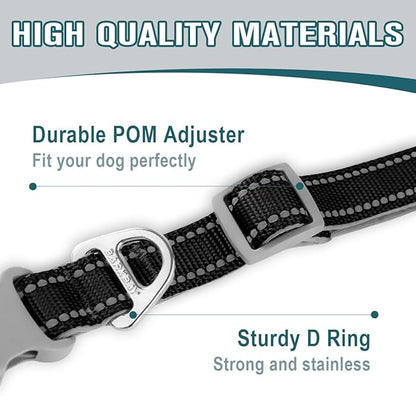 Dog Collar for Medium Small Large Dogs Reflective with Leash,Collar and Leash for Dogs,Soft Neoprene Padded 2 Pack(Black,XS)