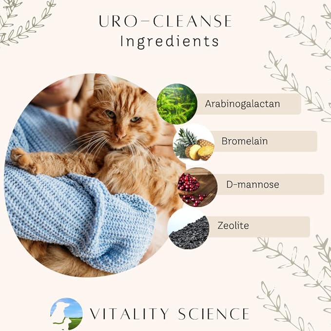 Vitality Science URO-Cleanse for Dogs | Aid for Urinary Tract, Bladder, Kidney Health | D-Mannose, Arabinogalactan, Zeolite | Prevents and Eliminates UTI, Bladder Issues | Dog Incontinence Supplement