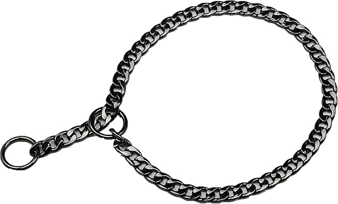 Stainless Steel P Chock Metal Chain -JYHY Dog Necklace Collars Walking Training Pet Supplies for Small Medium Large Dogs (20" (Neck Fits 16"-18"), Black)
