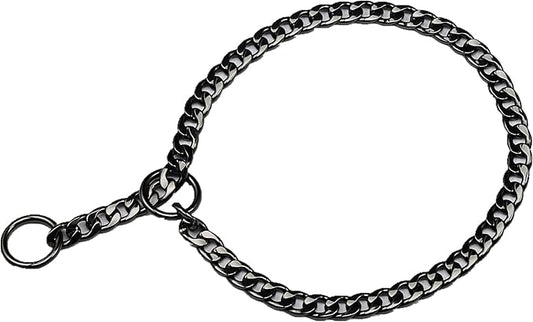 Stainless Steel P Chock Metal Chain -JYHY Dog Necklace Collars Walking Training Pet Supplies for Small Medium Large Dogs (18" (Neck Fits 14"-16"), Black)