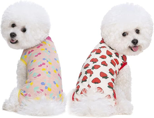 2 Packs Pet Dog Recovery Onesie Suit for Dogs Cats After Surgery,Dog Abdominal Wounds Bandages Cone E-Collar Alternative. (Pink, XS)