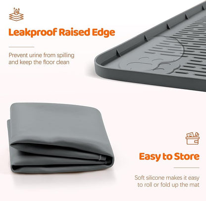 Pee Pads for Dogs, 34" x 22" Extra Large Reusable Silicone Mat, Washable Puppy Training Pads for Potty Training, Non-Slip, Leak-Proof, Indoor Floor Protection (Dark Grey)