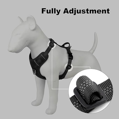 Plutus Pet No Pull Dog Harness, Reflective Adjustable Dog Vest Harness with Handle, Escape Proof, Soft Padded for Small Medium Large Dogs (Black, XL)