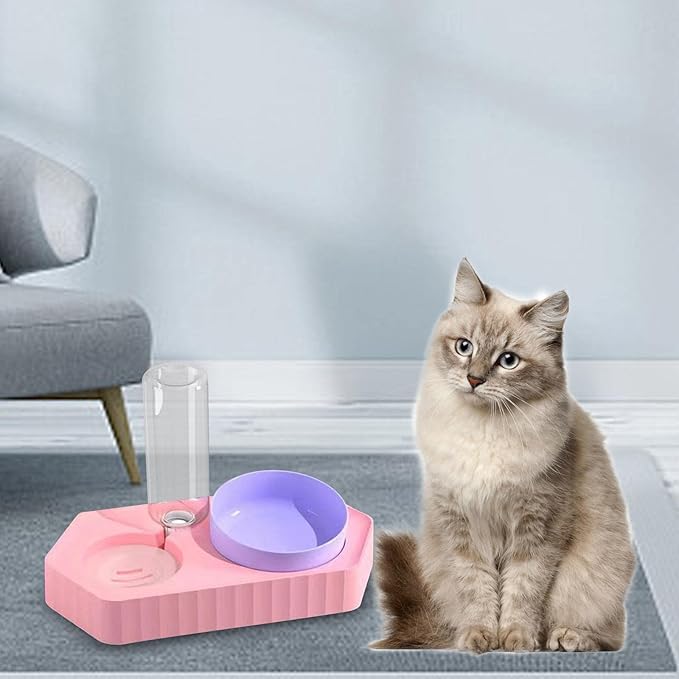 Dog Bowls Drinking Pet Feeding Station Detachable Non Slip Pet Feeder and Waterer for Cats Dogs Small Medium Large Pets Supplies, Double Pink
