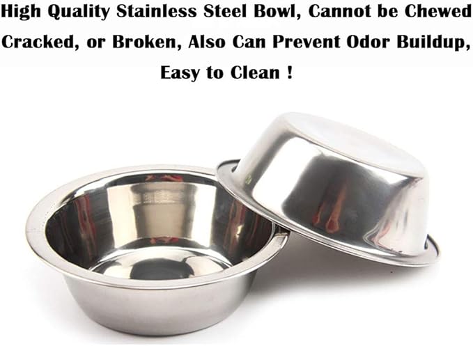 JiangYanus Elevated Dog Cat Food and Water Bowls, Stainless Steel Raised Pet Dish Feeder Retro Iron Elevated Stand for Dogs and Cats (Large)