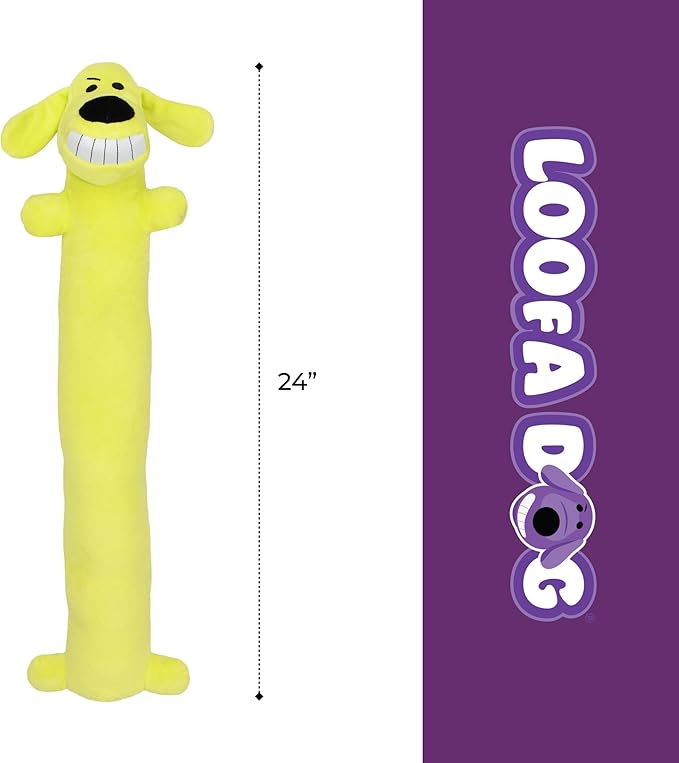 Multipet Original Loofa Dog Plush Toy - Squeaky Toy for All Dogs - Extra Soft Plush - Stuffed Animal Dog Toys for Playing (1 Count, 24”, Random Color Surprise)