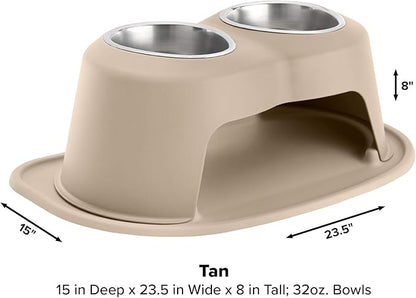 WeatherTech Double High Pet Feeding System - Elevated Dog/Cat Bowls - 8 inch High Tan (DHC3208TNTN)