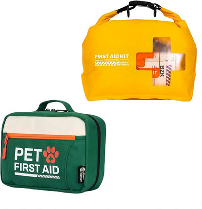 RHINO RESCUE Bundle - Pet First Aid Kit, Emergency Medical Supplies for Dogs & Cats, Safety Essentials Pack with Thermometer+Waterproof First Aid Kit, Lightweight Boat Dry Bag