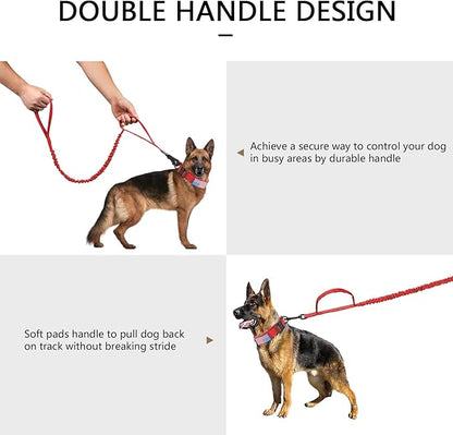 DAGANXI Tactical Dog Collar, Adjustable Military Training Nylon Dog Collar with Control Handle and Heavy Metal Buckle for Medium and Large Dogs, with Patches and Airtags Case (Red-Set, XL)