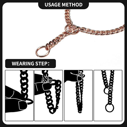 Stainless Steel P Chock Metal Chain -JYHY Dog Necklace Collars Walking Training Pet Supplies for Small Medium Large Dogs (18" (Neck Fits 14"-16"), Rose Gold)