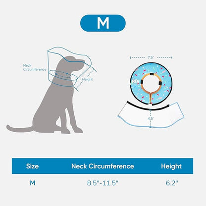 Sponge Dog Cone Collar, Dog Recovery Collar Alternative with Detachable High Clear Shield, Adjustable Soft Neck Cone for Small Medium Large Dogs, Stop Licking After Surgery (DonutBlue,M)