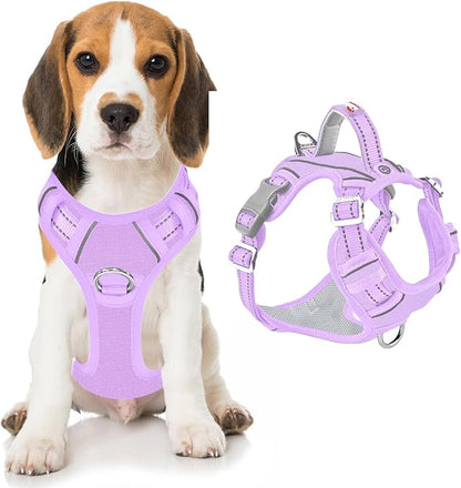 BARKBAY Dog Harness No Pull Oxford with ID Tag Pocket - Heavy Duty, Reflective, Easy Control for Large Dogs(Violet Purple Oxford,M)