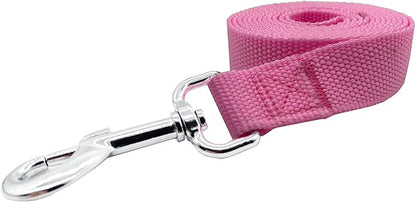 Nylon Dog Training Leash, Traction Rope, 4Ft /5 Foot /6 Feet Long, 5/8 inch 3/4 Inch 1 Inch Wide, for Small and Medium Dogs (1'' x 7 FT, Pink)