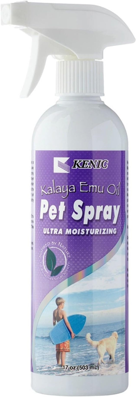 Kenic Emu Oil Spray for Dogs & Cats - Itchy Skin Relief for Dry, Irritated Coats & Hot Spots - Leave-in Conditioning Formula Soothes and Moisturizes for Comfort and Shine, Made in USA